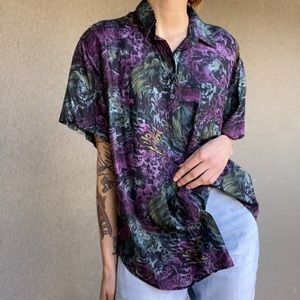 Vintage Funky animal print silk button up